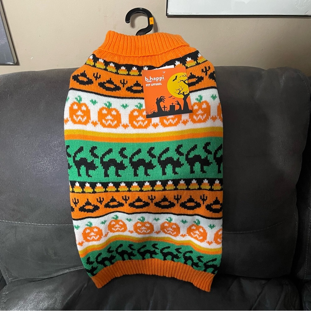 BNWT Halloween Dog Puppy Sweater Knit Size Large Soft Stretchy